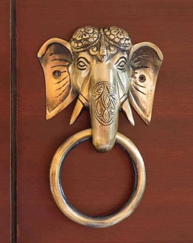 Elephant Brass Hand-Etched Carved Door Knocker